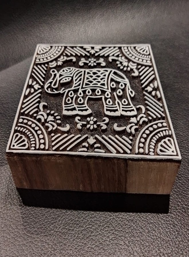 ecofynd Wooden Block Stamps (Pack of 7), Wooden Blocks for Block Printing Stamp Set, Artistic Shapes Craft Kids Saree Border DIY Henna Fabric Paper Clay Pottery Hand-Carved (BLOCK056) - Image 3