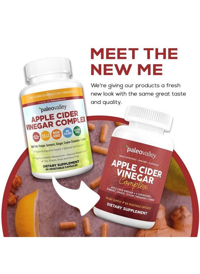 Apple Cider Vinegar Complex Nutritional Supplement With Turmeric Ginger Ceylon Cinnamon And Lemon 84 Capsules Supports A Low Carb Diet Keto Diet And Protein Absorption