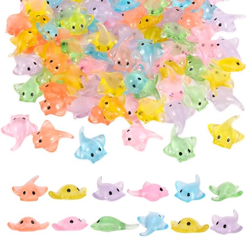 GGSTDDUP 120 PCS Miniature Sting Ray Statues Mini Ray Fish Cake Decoration Marine Animal Toy Doll House Garden Decoration DIY Crafts 6 Colors - Image 1