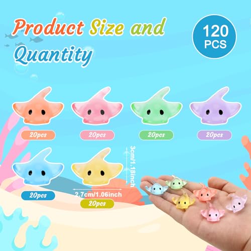 GGSTDDUP 120 PCS Miniature Sting Ray Statues Mini Ray Fish Cake Decoration Marine Animal Toy Doll House Garden Decoration DIY Crafts 6 Colors - Image 5