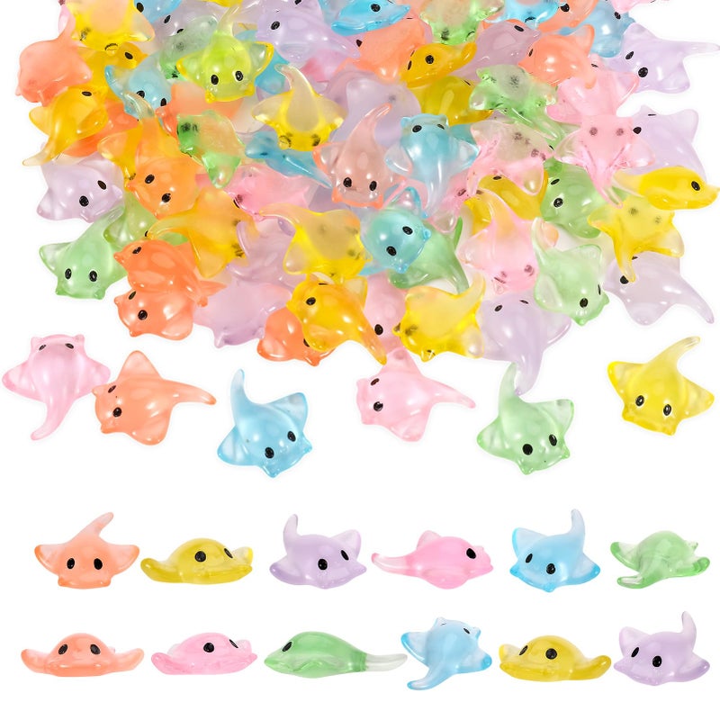 GGSTDDUP 120 PCS Miniature Sting Ray Statues Mini Ray Fish Cake Decoration Marine Animal Toy Doll House Garden Decoration DIY Crafts 6 Colors - Image 3