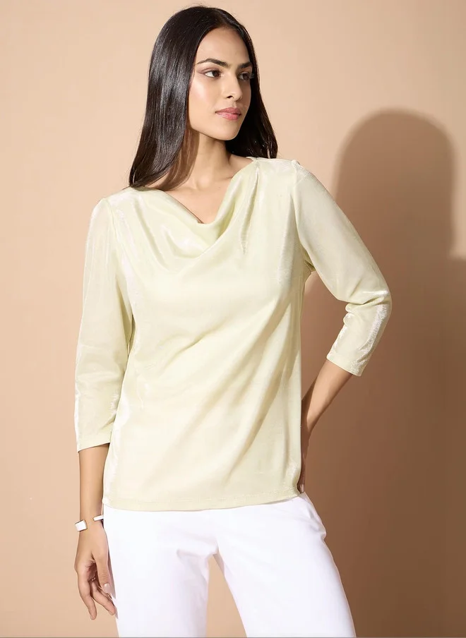 Salt Attire SALT ATTIRE Cowl Neck Sheen Top