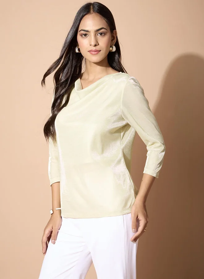 Salt Attire SALT ATTIRE Cowl Neck Sheen Top