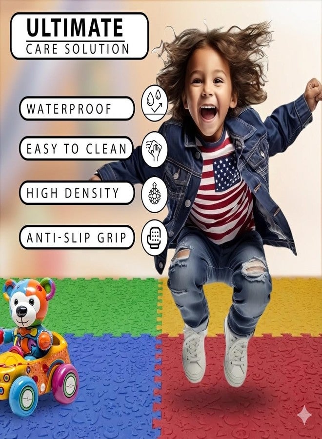 Liltoes Multicolor Play Mat for Kids, Baby Interlocking Playmat for Crawling and Playing - Protective Interlocking Floor Tile for Kids Play Room- 60x60cm - 12mm Thickness (Pack of 4-16 Sq ft Area) - Image 5
