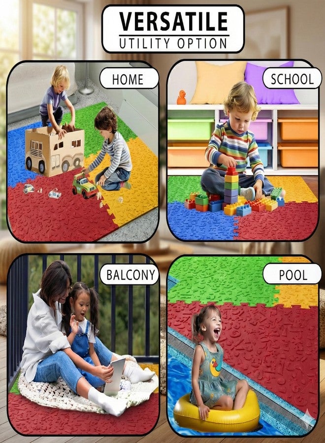 Liltoes Multicolor Play Mat for Kids, Baby Interlocking Playmat for Crawling and Playing - Protective Interlocking Floor Tile for Kids Play Room- 60x60cm - 12mm Thickness (Pack of 4-16 Sq ft Area) - Image 3