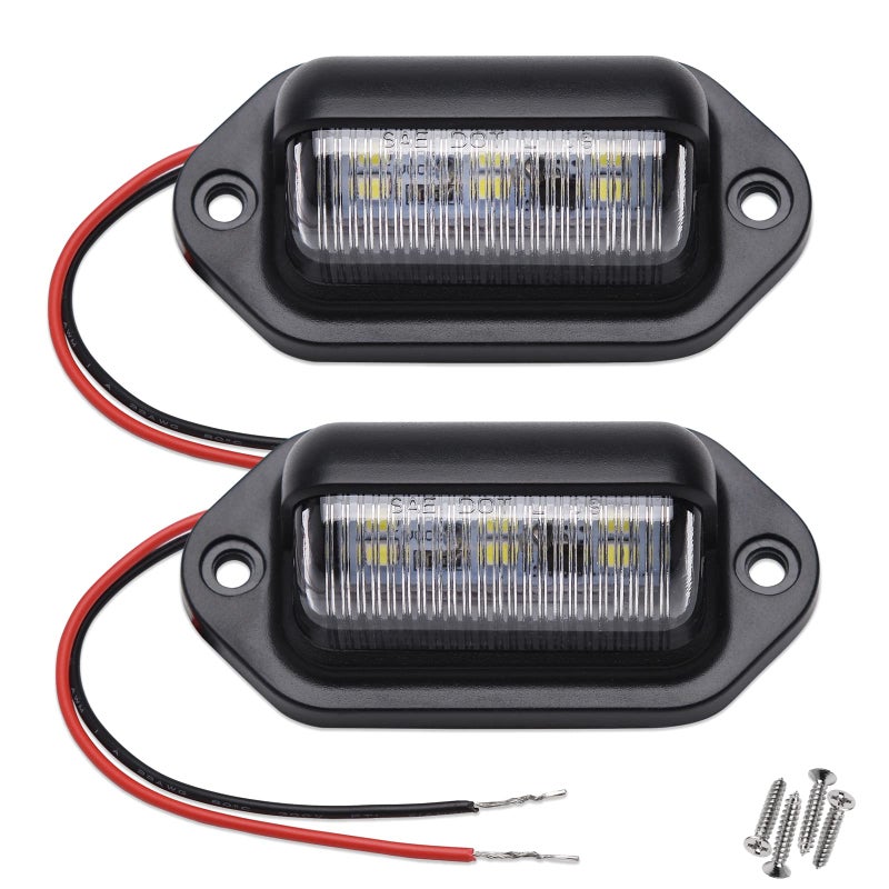 XINYANG 2PCS Xenon White LED License Plate Light - 12V-24V DC Waterproof 6-SMD Lamp Taillight for Truck, SUV, Trailer, Van, RV, Boats - Step Courtesy, Dome/Cargo, Under Hood Light - Image 1