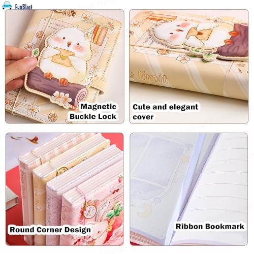 FunBlast Aesthetic Diary for Girls – Cuddly Cuties A5 Kawaii Journal Notebook | 192-Page Stylish Diary for School, Home, Office & Travel (Light Brown) - Image 4