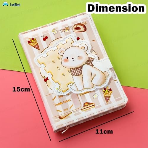 FunBlast Aesthetic Diary for Girls – Cuddly Cuties A5 Kawaii Journal Notebook | 192-Page Stylish Diary for School, Home, Office & Travel (Light Brown) - Image 3