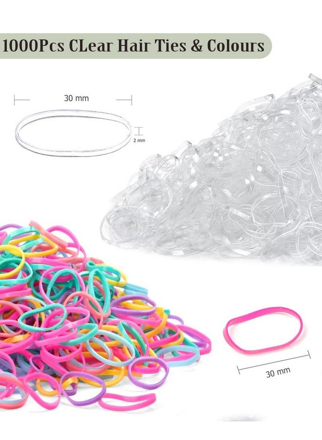 Samnyte Hair Wax Stick, Topsy Tail Hair Tool, 1000Pcs Clear and Colourful Hair Elastics - Hair Accessories for Girl Taming Flyaways Sleek Ponytail Ballet Bun - Image 3