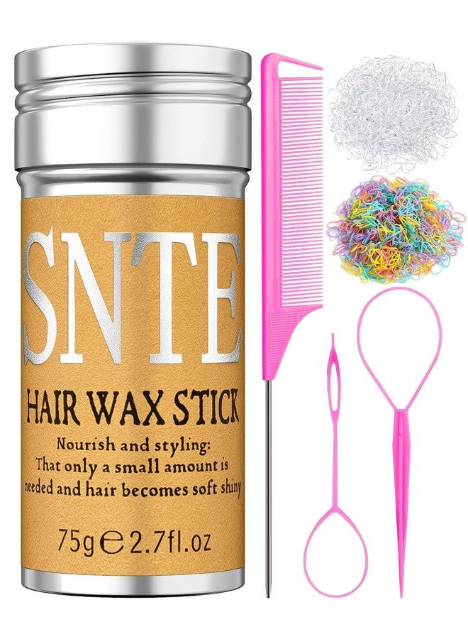 Samnyte Hair Wax Stick, Topsy Tail Hair Tool, 1000Pcs Clear and Colourful Hair Elastics - Hair Accessories for Girl Taming Flyaways Sleek Ponytail Ballet Bun - Image 1