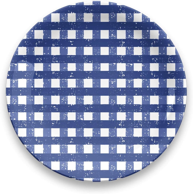 TarHong Homemade Navy Gingham Dinner Plate S4 105 - Image 1