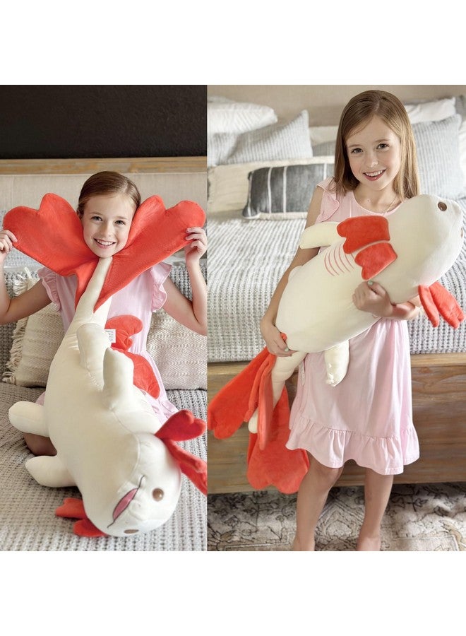 ماوجولان حيوان أكسولوتل محشو كبير، لعبة وسادة أكسولوتل كبيرة محشوة، وسادة جسم أكسولوتل محشوة عملاقة كهدية للعطلات وأعياد الميلاد وعيد الميلاد باللون الوردي - Image 2