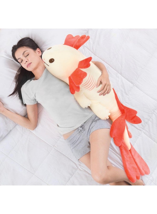 ماوجولان حيوان أكسولوتل محشو كبير، لعبة وسادة أكسولوتل كبيرة محشوة، وسادة جسم أكسولوتل محشوة عملاقة كهدية للعطلات وأعياد الميلاد وعيد الميلاد باللون الوردي - Image 4