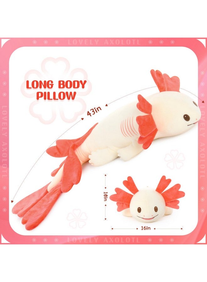 ماوجولان حيوان أكسولوتل محشو كبير، لعبة وسادة أكسولوتل كبيرة محشوة، وسادة جسم أكسولوتل محشوة عملاقة كهدية للعطلات وأعياد الميلاد وعيد الميلاد باللون الوردي - Image 5