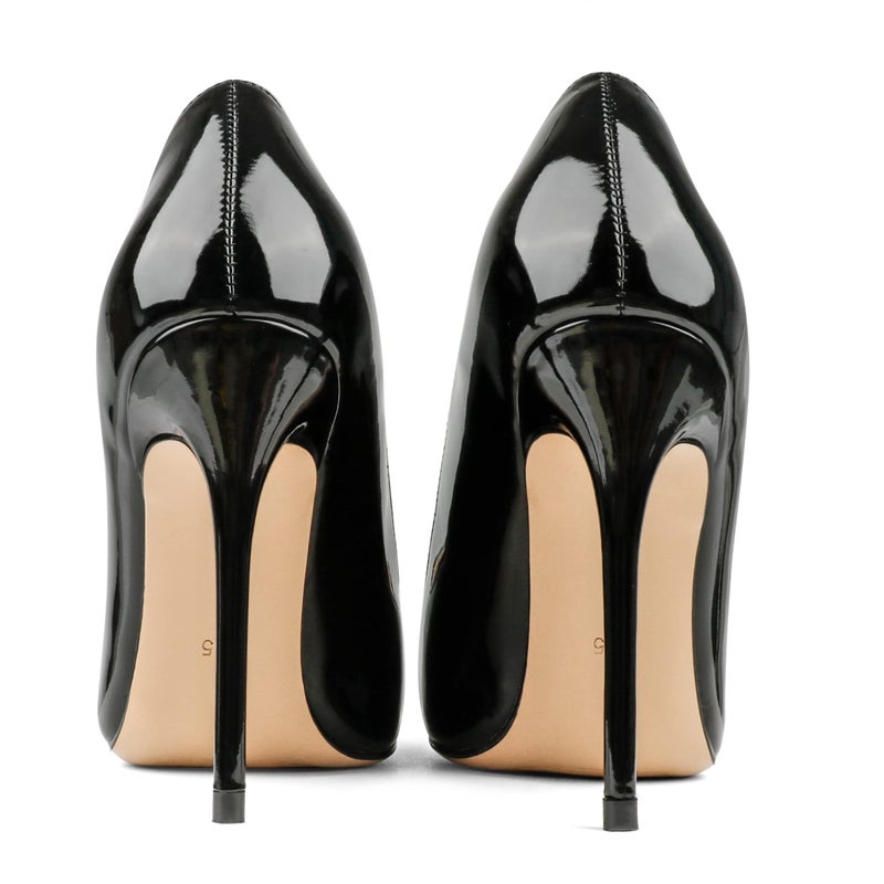 COLETER Middle Heels for Women, 3.93 inch/10cm Pointed Toe Dress Shoes Stiletto Heels Evening Party Pumps 10cm Black 10 US - Image 4
