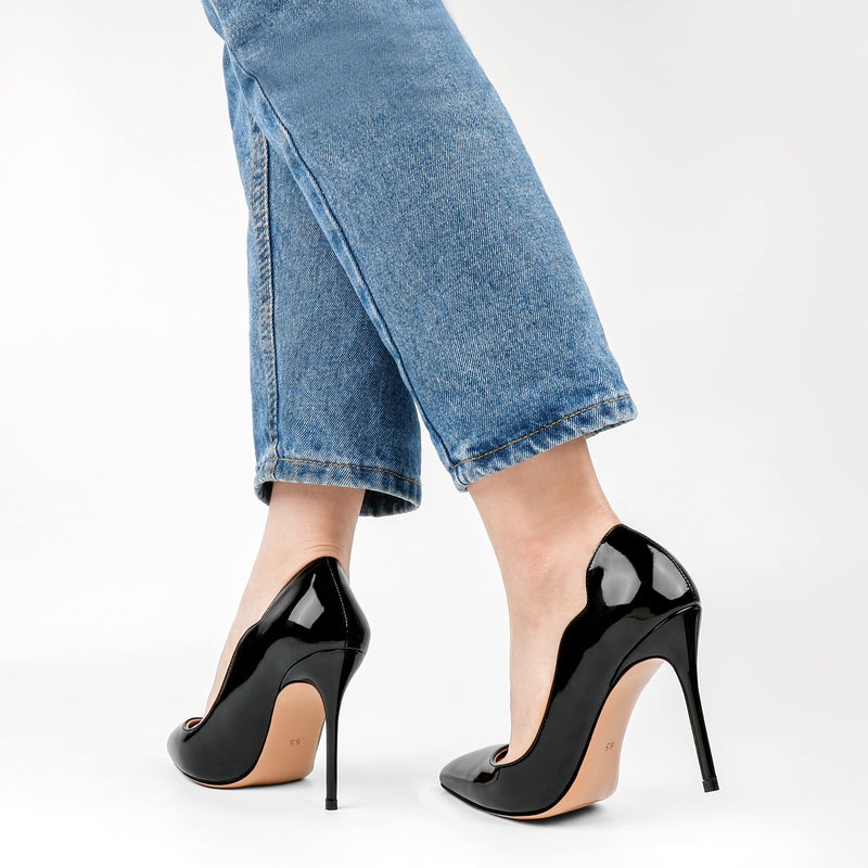 COLETER Middle Heels for Women, 3.93 inch/10cm Pointed Toe Dress Shoes Stiletto Heels Evening Party Pumps 10cm Black 10 US - Image 5
