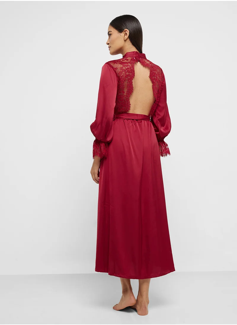 ايلا Night Robe With Back Lace Detail