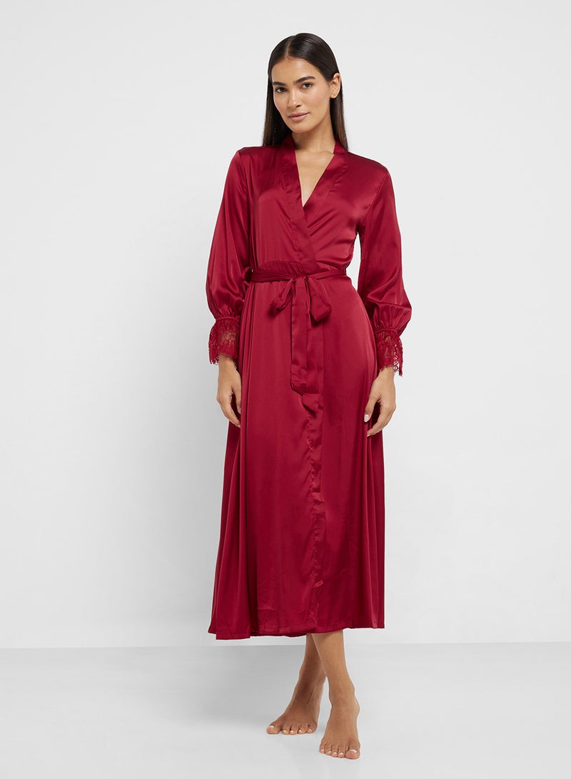 ELLA Night Robe With Back Lace Detail  - Image 1