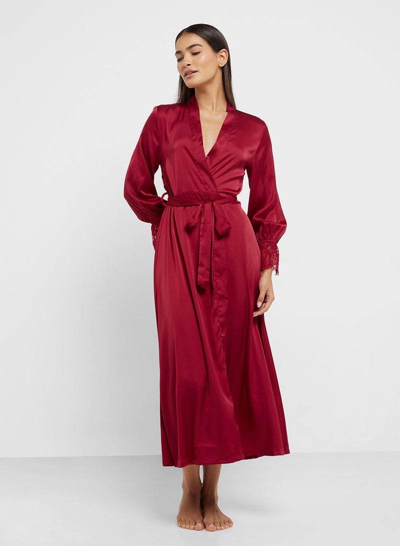 ELLA Night Robe With Back Lace Detail  - Image 4