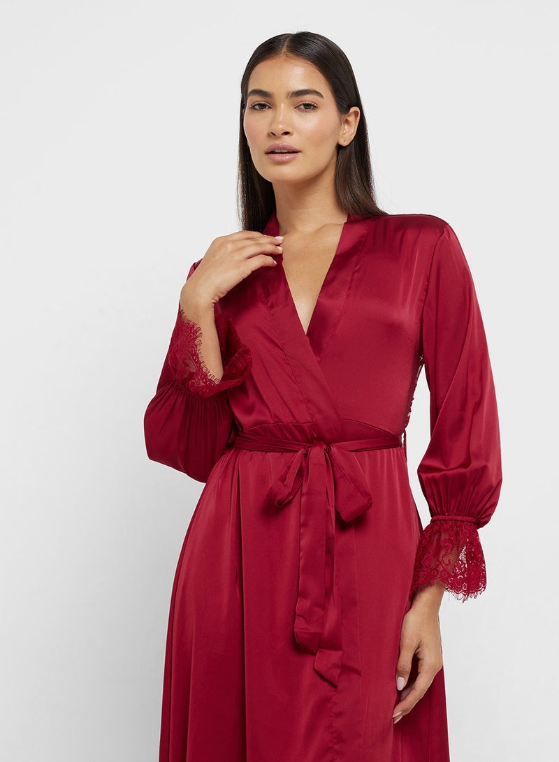 ELLA Night Robe With Back Lace Detail  - Image 3