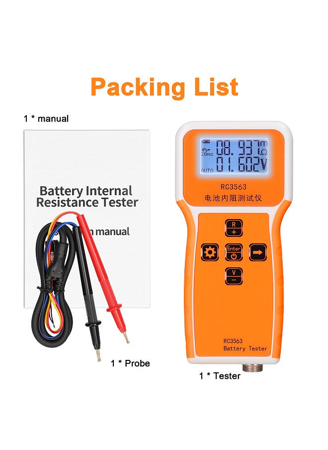 Generic RC3563 200Ω 100V Handheld Portable Battery Internal Resistance Voltage Tester 3-digit Display Battery Tester High-precise True Four-wire AC Lithium Lead-acid Lithium Battery Detector  - Image 2