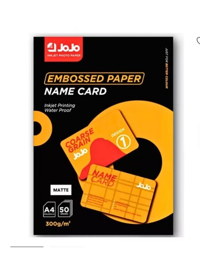 JOJO A4 Size 300gsm Waterproof Embossed Card Paper Inkjet Photo Paper A4 Size-50 SHEETS