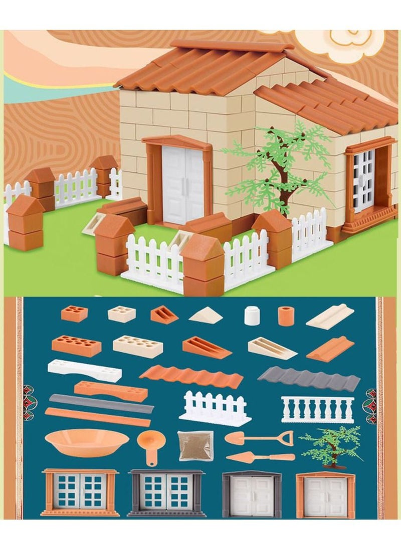 Generic - Miniature Brick House Kit Mini Villa Model Building Doll Houses Assembling Toy - Image 1