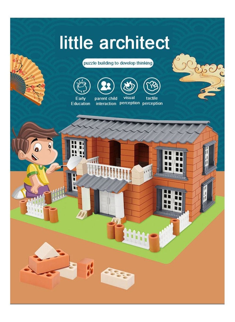 Generic - Miniature Brick House Kit Mini Villa Model Building Doll Houses Assembling Toy - Image 1