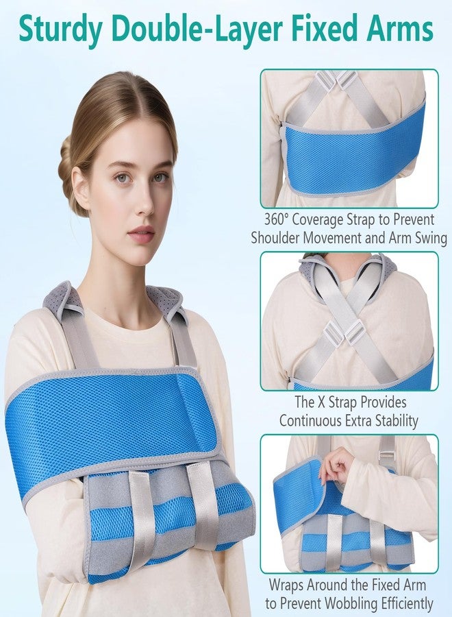 lefeke Arm Sling Shoulder Immobilizer for Women and Men - Breathable & Adjustable, Fit Left/Right Arm - Rotator Cuff Support Brace - Comfort Sling for Shoulder, Elbow, Wrist Recovery (Blue) - Image 2