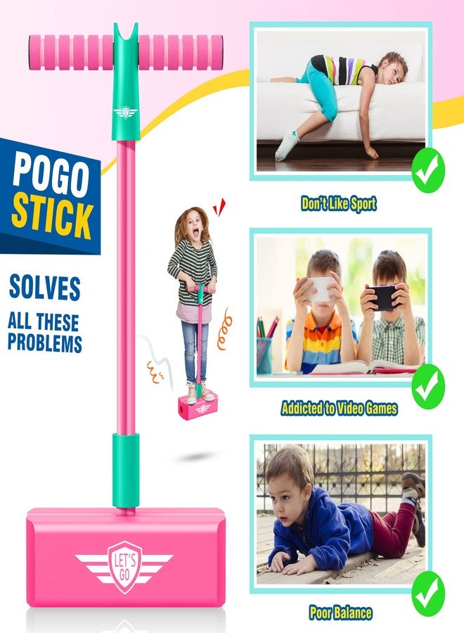 CUUGO LET'S GO! CG Pogo Stick Toys for 3-12 Year Old Girls, Foam Pogo Jumper Toys for Age 3-12 Years Old Kids Pogo Stick Autism Toys Outdoor Toys Party Birthday Stocking Stuffers Fun Toys, Rose Red - Image 5