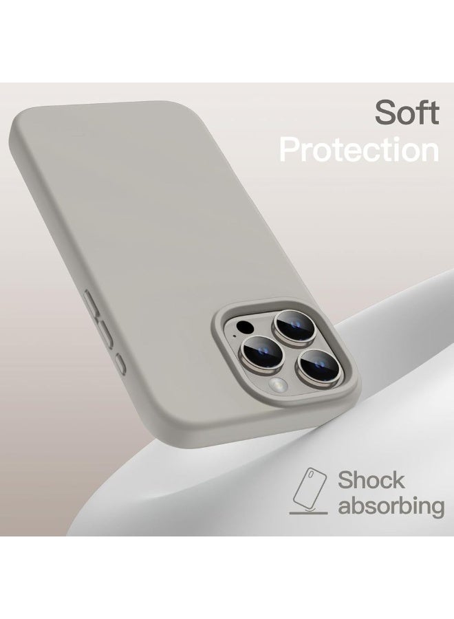 Liquid Silicone Case For IPhone 16 Pro 6.3-Inch Silky Soft Touch Full-Body Protective Phone Case Anti-Scratch Shockproof Cover With Microfiber Lining (Natural Titanium) - Image 4