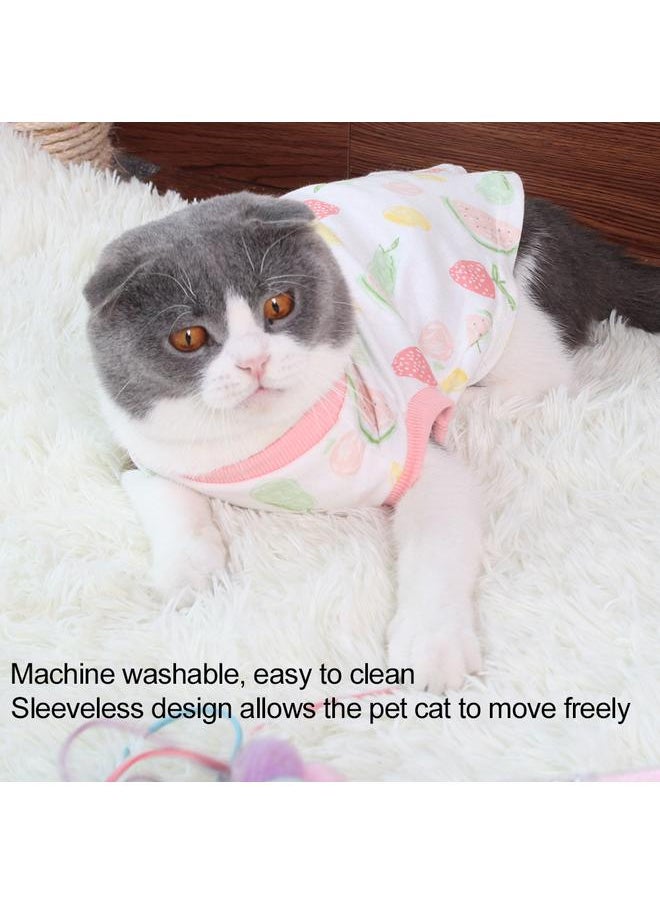 Thoraya Cute Cartoon Pattern Pet Cat Costume T-shirt Cats Outfit Clothes for Small Cat M Pink  - Image 5