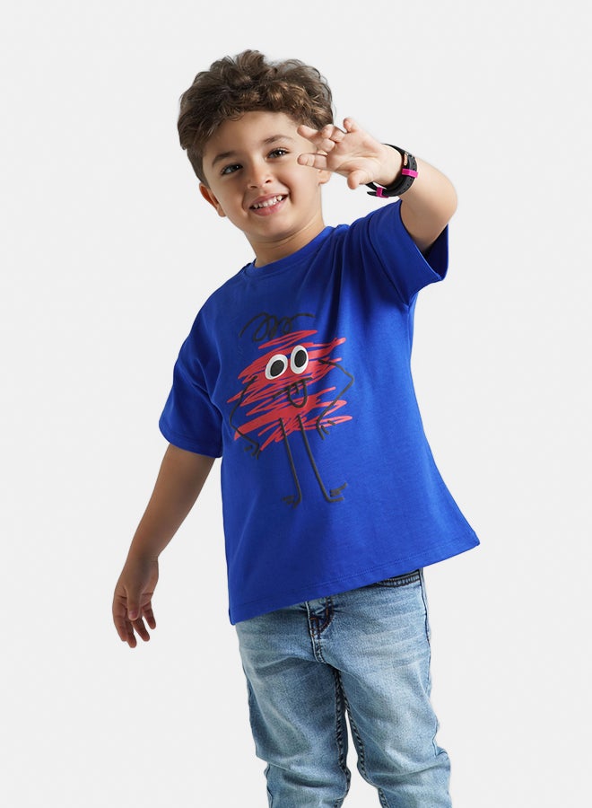 ريمينت تيشرت للاولاد برسمة خربشة ازرق - Image 1