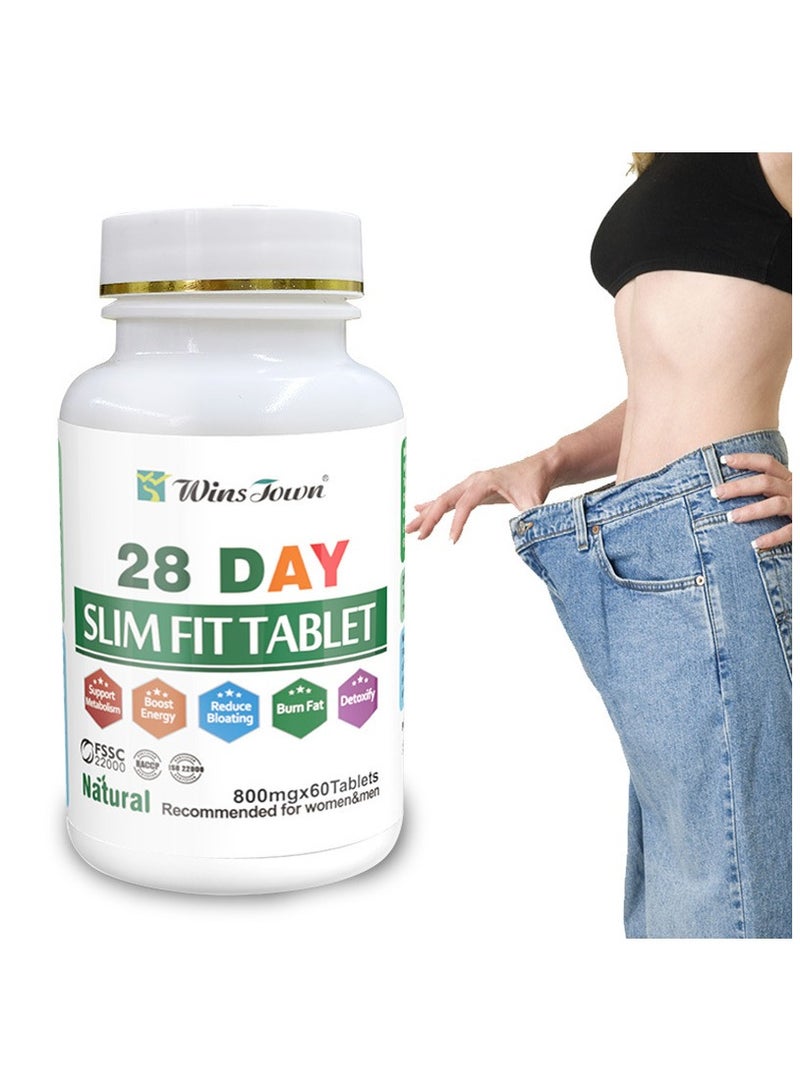 Wins Town 28 Day Slim Fit Tablet Fat Burner Energy Pill 800mg*60 Tablets  - Image 1