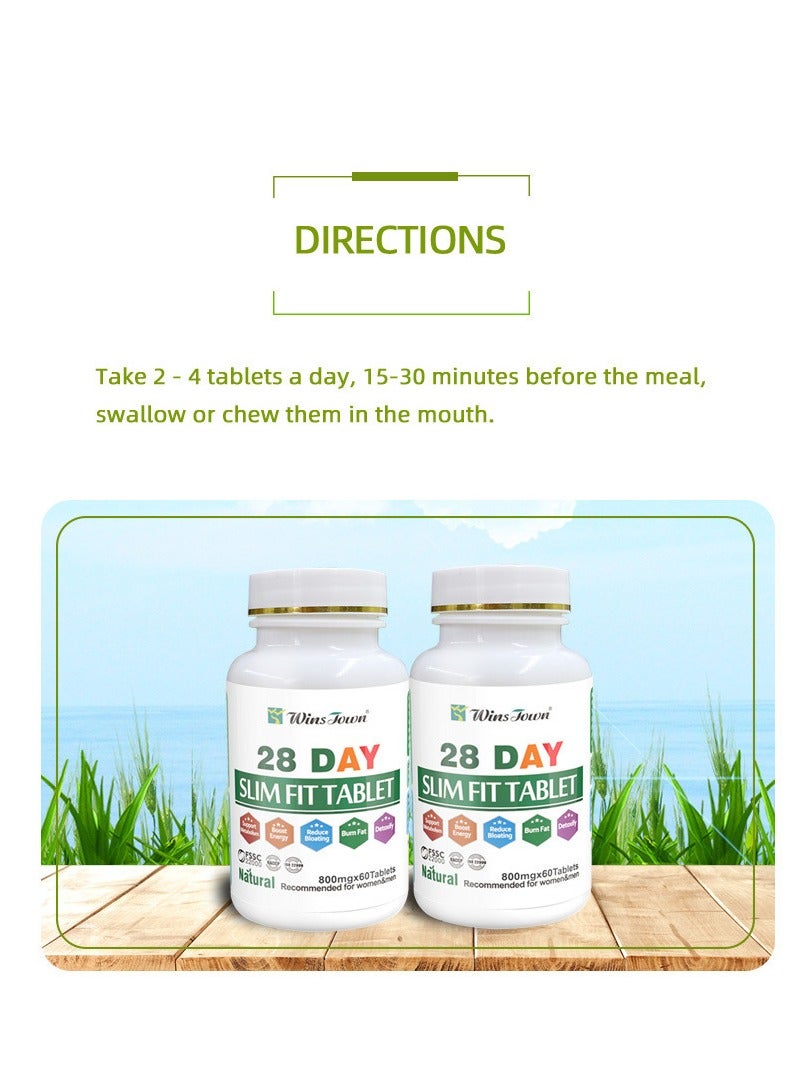 Wins Town 28 Day Slim Fit Tablet Fat Burner Energy Pill 800mg*60 Tablets  - Image 4