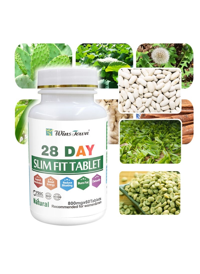 Wins Town 28 Day Slim Fit Tablet Fat Burner Energy Pill 800mg*60 Tablets  - Image 2