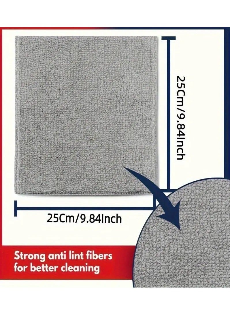 Gray Microfiber Towel Set - 10 Pieces - Ultra Absorbent & Multi-Purpose - Lint-Free - microfiber towels, cleaning towels, kitchen towels, bathroom towels, car towels, glass towels, gray towels, multi-purpose towels, lint-free towels.