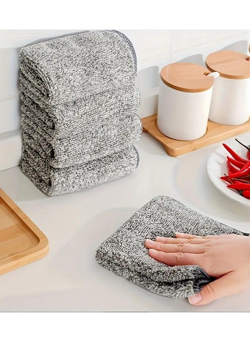 Gray Microfiber Towel Set - 10 Pieces - Ultra Absorbent & Multi-Purpose - Lint-Free - microfiber towels, cleaning towels, kitchen towels, bathroom towels, car towels, glass towels, gray towels, multi-purpose towels, lint-free towels.