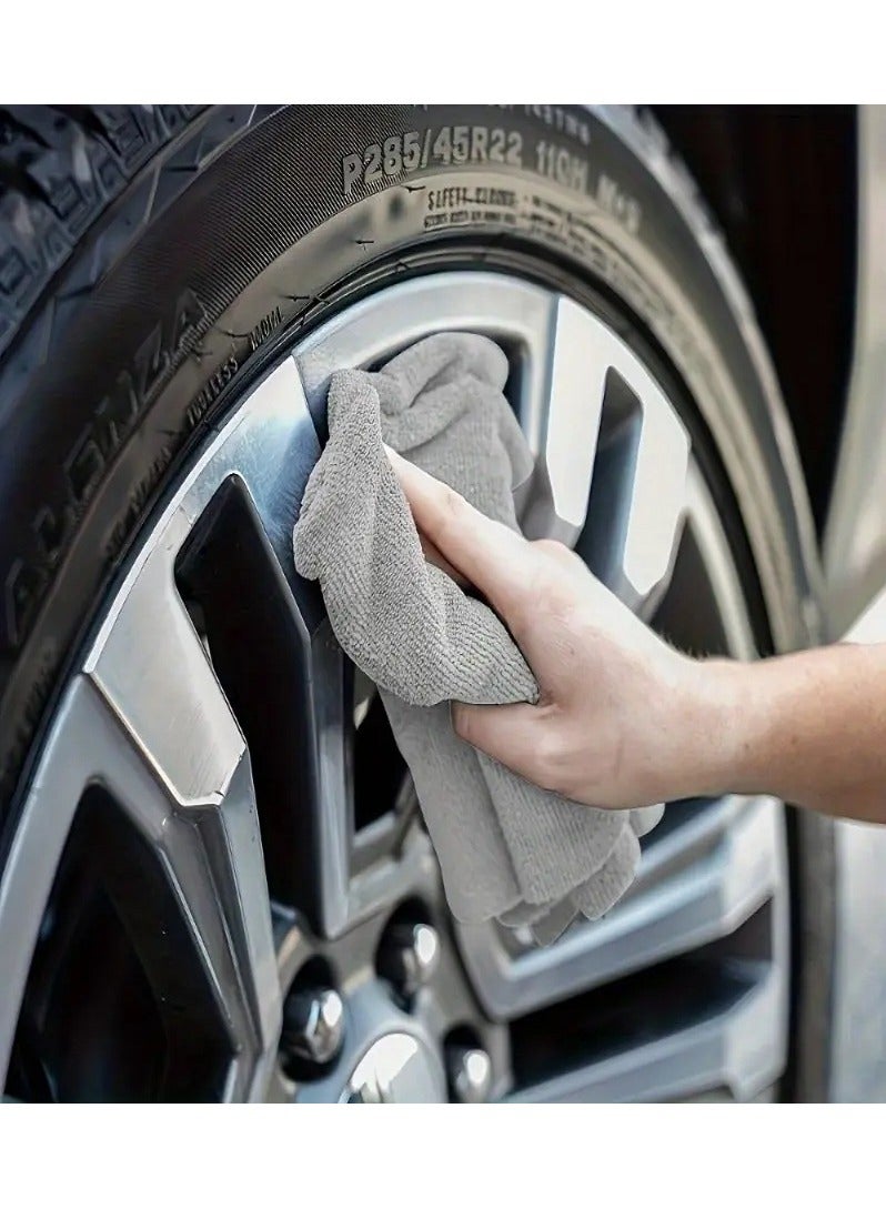 Gray Microfiber Towel Set - 10 Pieces - Ultra Absorbent & Multi-Purpose - Lint-Free - microfiber towels, cleaning towels, kitchen towels, bathroom towels, car towels, glass towels, gray towels, multi-purpose towels, lint-free towels.