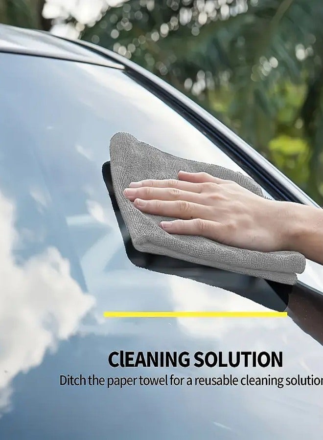 Gray Microfiber Towel Set - 10 Pieces - Ultra Absorbent & Multi-Purpose - Lint-Free - microfiber towels, cleaning towels, kitchen towels, bathroom towels, car towels, glass towels, gray towels, multi-purpose towels, lint-free towels.