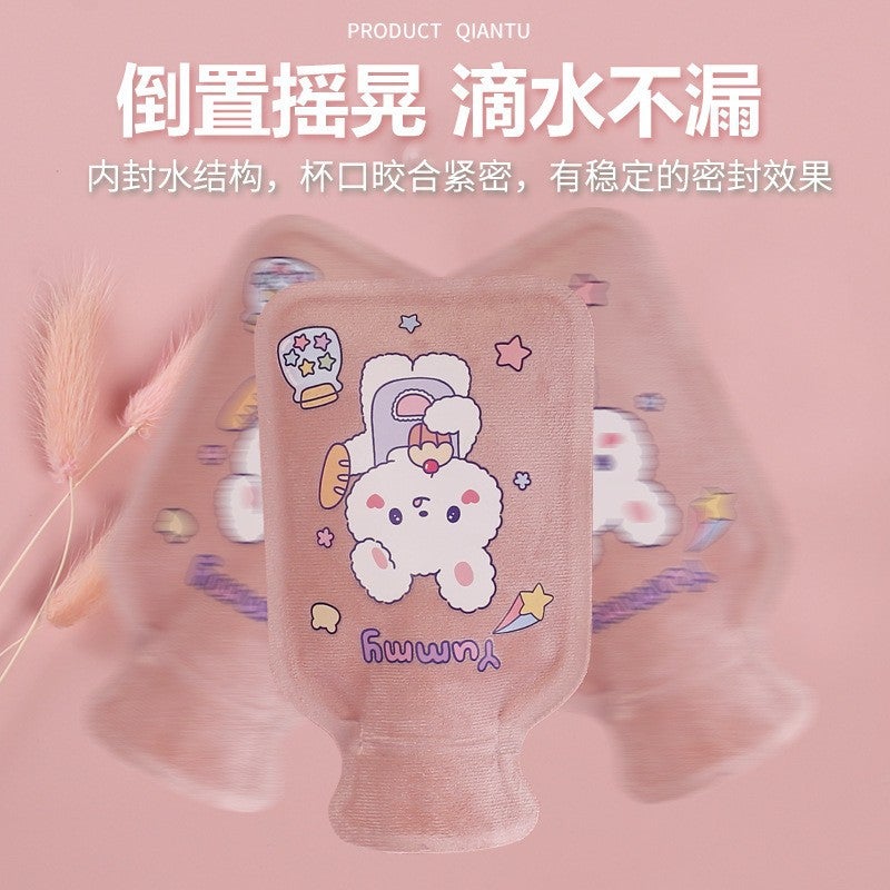 Cartoon Short Velvet Water Heating Bag Cute Hand Warmer Water Injection Plush Water Bag Water Filling Warm Mini Water Bag - Image 4
