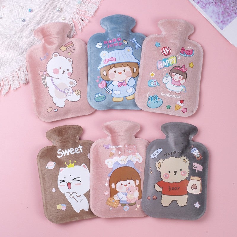 Cartoon Short Velvet Water Heating Bag Cute Hand Warmer Water Injection Plush Water Bag Water Filling Warm Mini Water Bag - Image 2