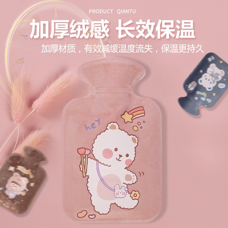 Cartoon Short Velvet Water Heating Bag Cute Hand Warmer Water Injection Plush Water Bag Water Filling Warm Mini Water Bag - Image 5