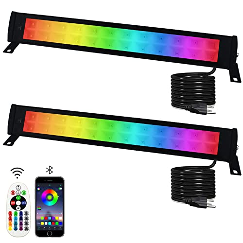 Indmird 2 Pack 50W RGB Wall Washer Light Indmird Stage Wash Light Bar RGB Light Bar Warm 3000K 16 Million ColorsTiming Music Sync for Commercial Lighting Birthday Party Garden Lighting Wall Display - Image 1