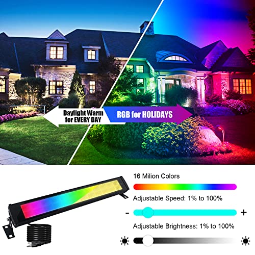 Indmird 2 Pack 50W RGB Wall Washer Light Indmird Stage Wash Light Bar RGB Light Bar Warm 3000K 16 Million ColorsTiming Music Sync for Commercial Lighting Birthday Party Garden Lighting Wall Display - Image 3