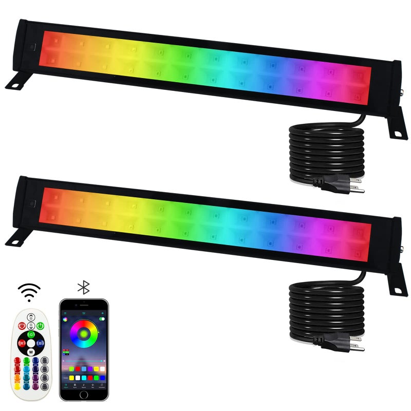 Indmird 2 Pack 50W RGB Wall Washer Light Indmird Stage Wash Light Bar RGB Light Bar Warm 3000K 16 Million ColorsTiming Music Sync for Commercial Lighting Birthday Party Garden Lighting Wall Display - Image 2