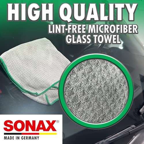 SONAX Glass Cleaning Microfiber Cloths | Lint-Free Waffle Weave Towels for Streak-Free Glass & Mirrors | Ultra-Absorbent, Non-Shedding, High Clarity Finish | 3-Pack | 451541 | 16" x 16" - Image 4