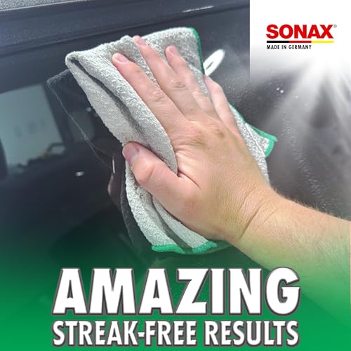 SONAX Glass Cleaning Microfiber Cloths | Lint-Free Waffle Weave Towels for Streak-Free Glass & Mirrors | Ultra-Absorbent, Non-Shedding, High Clarity Finish | 3-Pack | 451541 | 16" x 16" - Image 3