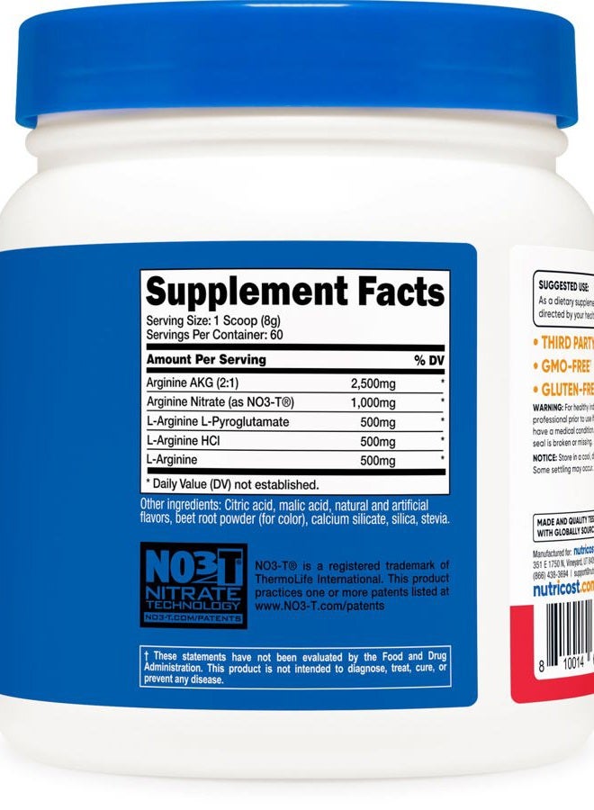 Nutricost L-Arginine Complex (Fruit Punch, 60 Servings) - Gluten Free, Non-GMO - Image 5