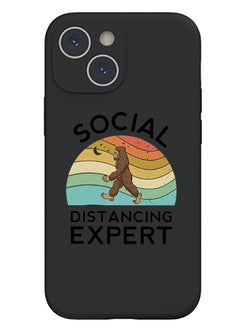 Protective Slim Fit Case Liquid Silicone Cover with Full Body Protection Anti-Scratch Shockproof Case For iPhone 15 Plus Black - Social Distancing expert black
